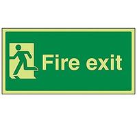 V Safety Glow in the Dark Final Fire Exit Man Left Sign - 300 mm x 150 mm - Rigid Plastic Safety Sign