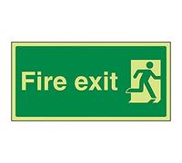 V Safety Glow In The Dark Final Fire Exit Man Right Sign - 300mm x 150mm - Rigid Plastic
