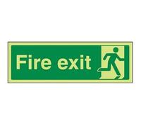 V Safety Glow In The Dark Final Fire Exit Man Right Sign - 300mm x 150mm - Self Adhesive Vinyl