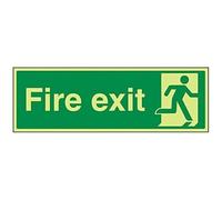 V Safety Glow In The Dark Final Fire Exit Man Right Sign - 450mm x 150mm - Rigid Plastic