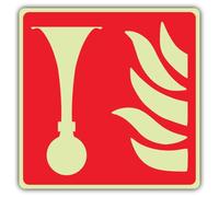 V Safety Glow In The Dark Fire Alarm Horn Symbol Sign - Symbol Format - 80 x 80 mm - Made From Double Glow Self Adhesive Vinyl - Fire Safety Signage - Made in Britain