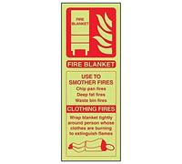 V Safety Glow In The Dark Fire Blanket Id Fire Extinguisher Sign - 100mm x 280mm - Self Adhesive Vinyl