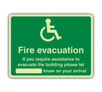 V Safety Glow In The Dark Fire Evacuation Sign - 300 x 225 mm - Made From Triple Glow Rigid Plastic - Fire Safety Signage - Made in Britain
