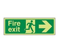 V Safety Glow In The Dark Fire Exit Arrow Right Sign - 450mm x 150mm - Self Adhesive Vinyl