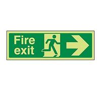 V Safety Glow In The Dark Fire Exit Arrow Right Sign - 600mm x 200mm - Self Adhesive Vinyl