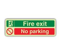 V Safety Glow In The Dark Fire Exit - No Parking Sign - 300 x 100 mm - Made From Triple Glow Self Adhesive Vinyl - Fire Safety Signage - Made in Britain