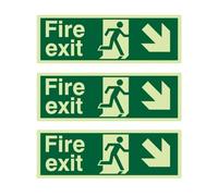 V Safety Glow In The Dark Fire Exit Sign - 3PCS 30cmx10cm Emergency Exit Arrow Down Signs, Self-Adhesive Photoluminescent Safety Markers for Buildings, Offices & Public Spaces