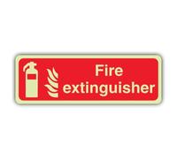 V Safety Glow In The Dark Fire Extinguisher Sign - Landscape Format - 600 x 200 mm - Made From Double Glow Self Adhesive Vinyl - Fire Safety Signage - Made in Britain