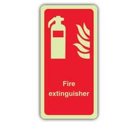 V Safety Glow In The Dark Fire Extinguisher Sign - Slim Format - 80 x 160 mm - Made From Double Glow Self Adhesive Vinyl - Fire Safety Signage - Made in Britain