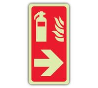 V Safety Glow In The Dark Fire Extinguisher Symbol Arrow Left Sign - Symbol Format - 80 x 160 mm - Made From Double Glow Rigid Plastic - Fire Safety Signage - Made in Britain