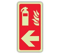 V Safety Glow In The Dark Fire Extinguisher Symbol Arrow Right Sign - Symbol Format - 200 x 400 mm - Made From Double Glow Rigid Plastic - Fire Safety Signage - Made in Britain