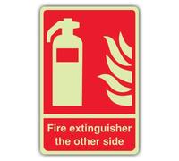 V Safety Glow In The Dark Fire Extinguisher The Other Side Sign - 200 x 300 mm - Made From Triple Glow Rigid Plastic - Fire Safety Signage - Made in Britain