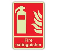 V Safety Glow In The Dark Fire Extinguisher With Flame Sign - 150 x 225 mm - Made From Double Glow Self Adhesive Vinyl - Fire Safety Signage - Made in Britain