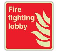 V Safety Glow In The Dark Fire Fighting Lobby Sign - Square Format - 200 x 200 mm - Made From Triple Glow Rigid Plastic - Fire Safety Signage - Made in Britain