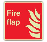 V Safety Glow In The Dark Fire Flap Sign - Square Format - 80 x 80 mm - Made From Double Glow Self Adhesive Vinyl - Fire Safety Signage - Made in Britain
