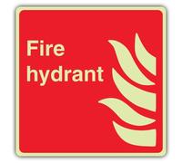 V Safety Glow In The Dark Fire Hydrant Sign - Square Format - 300 x 300 mm - Made From Double Glow Rigid Plastic - Fire Safety Signage - Made in Britain