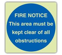 V Safety Glow In The Dark Fire Notice This Area Must Be Kept Clear Sign - 80 x 80 mm - Made From Double Glow Self Adhesive Vinyl - Fire Safety Signage - Made in Britain