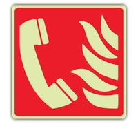 V Safety Glow In The Dark Fire Phone Symbol Sign - Symbol Format - 80 x 80 mm - Made From Double Glow Self Adhesive Vinyl - Fire Safety Signage - Made in Britain