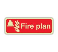 V Safety Glow In The Dark Fire Plan Sign - Landscape Format - 300 x 100 mm - Made From Double Glow Self Adhesive Vinyl - Fire Safety Signage - Made in Britain