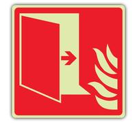 V Safety Glow In The Dark Fire Protection Door Symbol Sign - Symbol Format - 450 x 450 mm - Made From Double Glow Rigid Plastic - Fire Safety Signage - Made in Britain