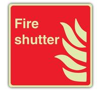 V Safety Glow In The Dark Fire Shutter Sign - Square Format - 150 x 150 mm - Made From Double Glow Self Adhesive Vinyl - Fire Safety Signage - Made in Britain