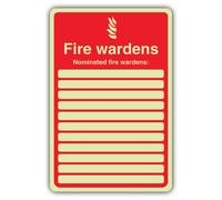 V Safety Glow In The Dark Fire Wardens - Nominated Fire Wardens Sign - 200 x 300 mm - Made From Triple Glow Self Adhesive Vinyl - Fire Safety Signage - Made in Britain