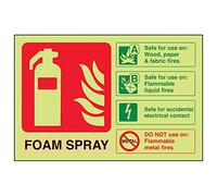 V Safety Glow In The Dark Foam Spray Id Electrical Safe Fire Extinguisher Sign - 150mm x 100mm - Self Adhesive Vinyl