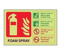 V Safety Glow In The Dark Foam Spray Id Not Electrical Safe Fire Extinguisher Sign - 200mm x 150mm - Self Adhesive Vinyl