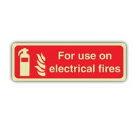 V Safety Glow In The Dark For Use On Electrical Fires Sign - 600 x 200 mm - Made From Double Glow Rigid Plastic - Fire Safety Signage - Made in Britain