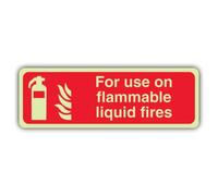 V Safety Glow In The Dark For Use On Flammable Liquid Fires Sign - 210 x 70 mm - Made From Triple Glow Self Adhesive Vinyl - Fire Safety Signage - Made in Britain