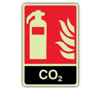 V Safety Glow In The Dark General CO2 Fire Extinguisher Sign - 200 x 300 mm - Made From Double Glow Rigid Plastic - Fire Safety Signage - Made in Britain
