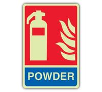 V Safety Glow In The Dark General Powder Fire Extinguisher Sign - 300 x 450 mm - Made From Double Glow Self Adhesive Vinyl - Fire Safety Signage - Made in Britain