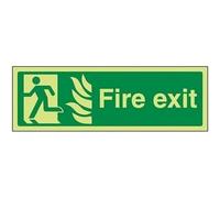 V Safety Glow In The Dark NHS Final Fire Exit Man Left Sign - 450mm x 150mm - Rigid Plastic