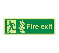 V Safety Glow In The Dark NHS Final Fire Exit Man Left Sign - 600mm x 200mm - Self Adhesive Vinyl