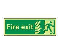 V Safety Glow In The Dark NHS Final Fire Exit Man Right Sign - 300mm x 100mm - Rigid Plastic