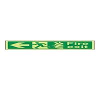 V Safety Glow In The Dark NHS Fire Exit Arrow Left Sign - 600mm x 200mm - Rigid Plastic