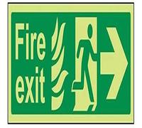 V Safety Glow In The Dark NHS Fire Exit Arrow Right Sign - 300mm x 100mm - Self Adhesive Vinyl