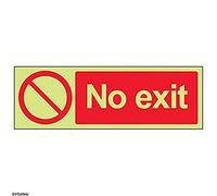 V Safety Glow In The Dark No Exit Prohibition Sign - 300mm x 100mm - Rigid Plastic