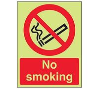 V Safety Glow In The Dark No Smoking Prohibition Sign - 150mm x 200mm - Rigid Plastic