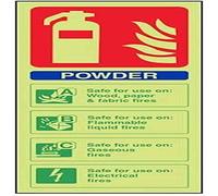 V Safety Glow In The Dark Powder Id Fire Extinguisher Sign - 75mm x 200mm - Self Adhesive Vinyl