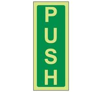 V Safety Glow in the Dark Push Sign - 60 mm x 150 mm - Rigid Plastic Safety Sign