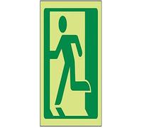 V Safety Glow In The Dark Running Man Left Logo Fire Exit Sign - 200mm x 200mm - Self Adhesive Vinyl
