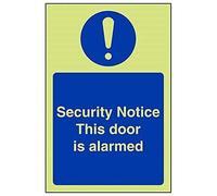 V Safety Glow In The Dark Security Notice This Door Is Alarmed Sign - 150mm x 200mm - Self Adhesive Vinyl