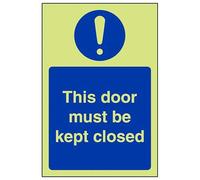 V Safety Glow In The Dark This Door Must Be Kept Closed Sign - Portrait - 150mm x 200mm - Self Adhesive Vinyl