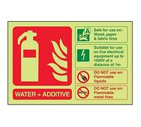 V Safety Glow In The Dark Water Additive Id Fire Extinguisher Sign - 150mm x 100mm - Self Adhesive Vinyl