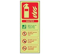 V Safety Glow In The Dark Water Id Fire Extinguisher Sign - 100mm x 280mm - Self Adhesive Vinyl