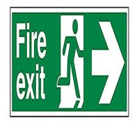 V Safety,Green,14004BP-R Fire Exit Arrow Right Sign - Landscape - 600mm x 200mm - 1mm Rigid Plastic