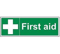 V Safety,Green,31011BJ-R First Aid Sign - Landscape - 450mm x 150mm - 1mm Rigid Plastic