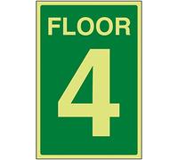 V Safety Green Floor 4 Sign - 200x300mm - Photoluminescent Rigid Plastic