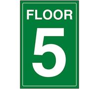 V Safety Green Floor 5 Sign - 200x300mm - Green 1mm Rigid Plastic
